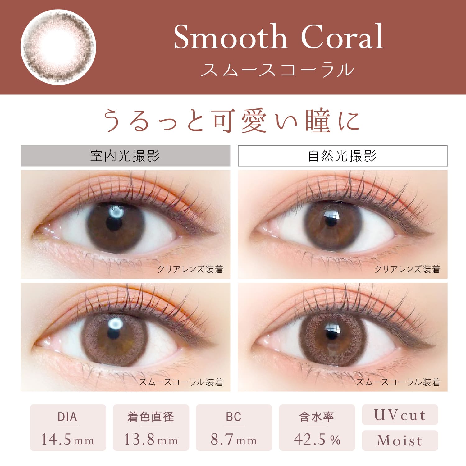 カラーコンタクトレンズ、EverColor スムースコーラル | 1dayの追加の参考画像4枚目