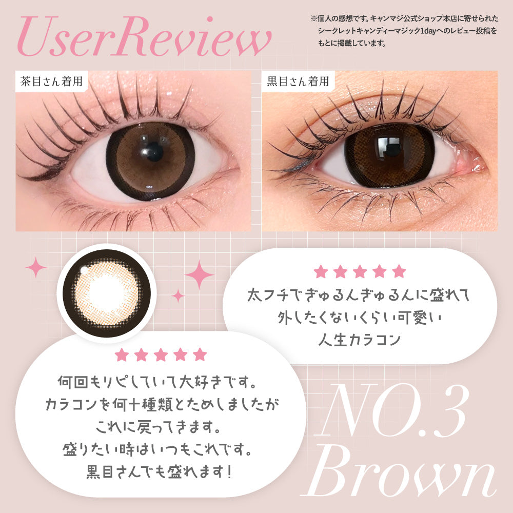 No.3 ブラウン 乱視用レンズ (AXIS 180°/CYL -1.75D&-2.25D) [secret