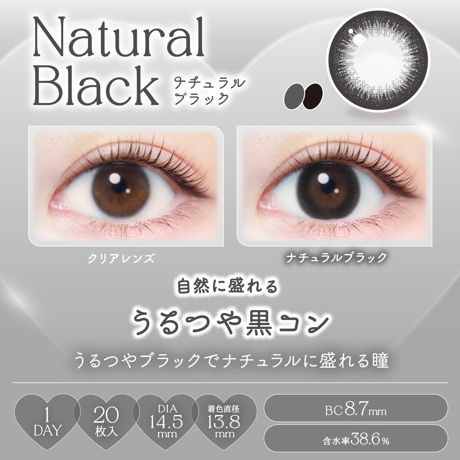 ナチュラルブラック [EverColor] | 1dayカラコン - DIA 14.5mm | Push