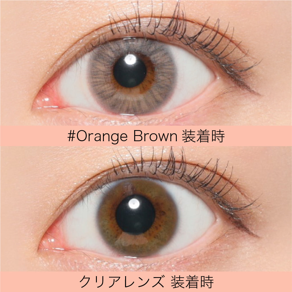 カラーコンタクトレンズ、#CHOUCHOU オレンジブラウン | 1dayを装用した状態の目のアップ画像