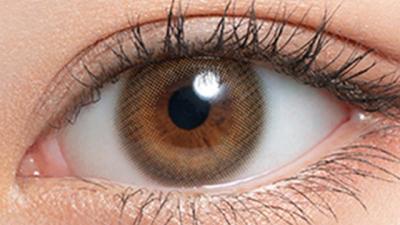 カラーコンタクトレンズ、mimco キャラメルスフレ | 1dayを装用した状態の目のアップ画像