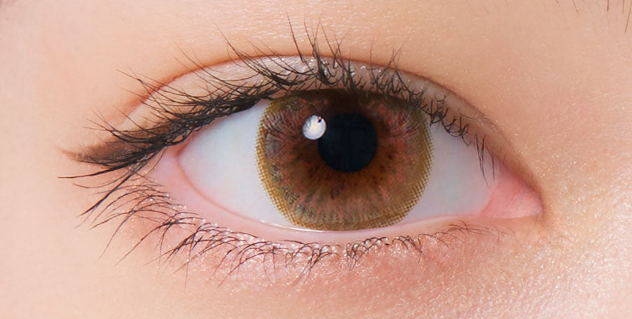 カラーコンタクトレンズ、Neo Sight シエルアクアコーラル | 1dayを装用した状態の目のアップ画像
