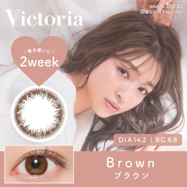 カラーコンタクトレンズ、Victoria ブラウン | 2weekのモデルイメージ画像